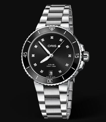 Review Oris Aquis Date Diamonds 36.5mm Replica Watch 01 733 7731 4194-07 8 18 05P